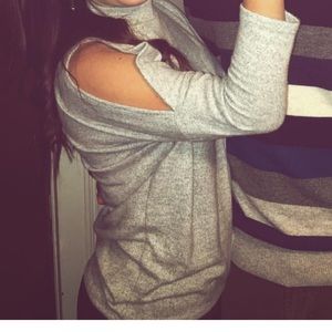 Cold Shoulder Gray Long Sleeve